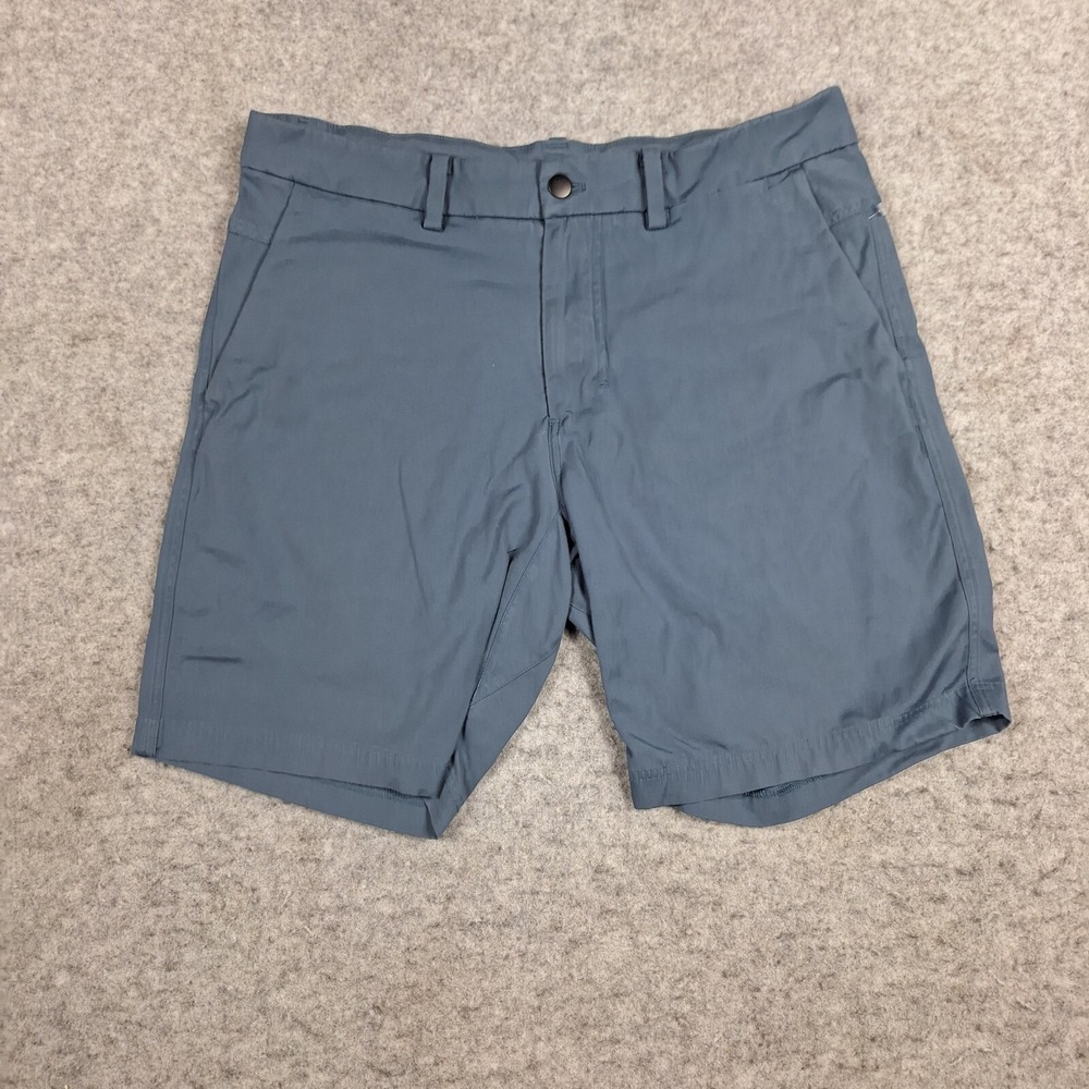 lululemon athletica shorts mens 34x9 blue flat front‎ lightweight chino